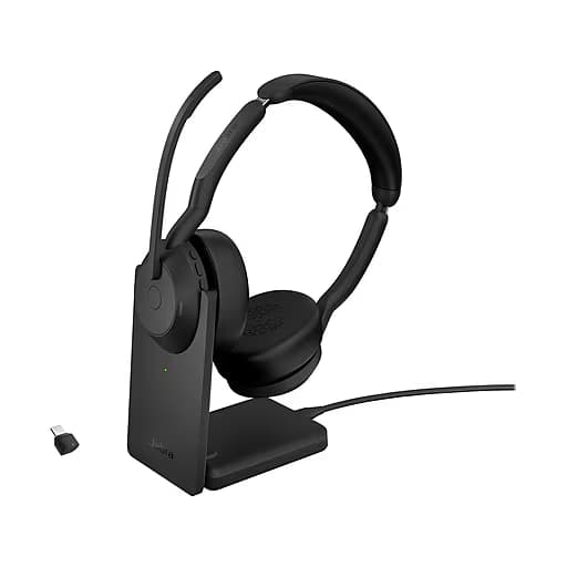 Jabra Evolve2 55 Stereo Wireless (Bluetooth) Headset UC USB-C. Includes Link 380 and Charging Stand 25599-989-889
