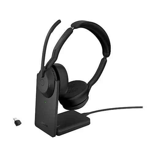 Jabra Evolve2 55 Stereo Wireless (Bluetooth) Headset MS USB-C . Includes Link 380 and Charging Stand 25599-999-889