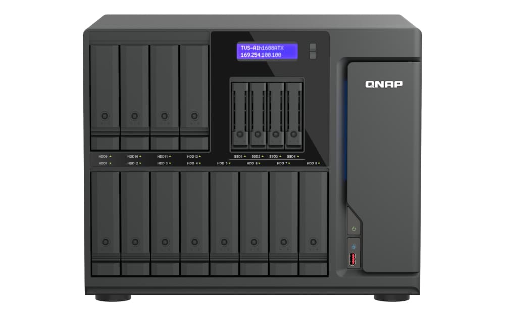 QNAP QNAP TVS-AIH1688ATX-U7-32G 16-Bay QuTS hero NAS (12 x 3.5in SATA + 4 x U.2 NVMe slots) Intel Core Ultra7 265 20cores 32G DDR5 ECC RAM TVS-AIH1688ATX-U7-32G