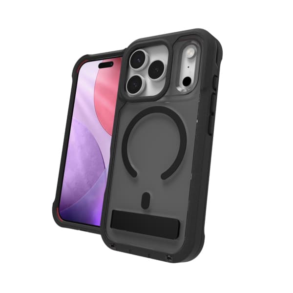 ZAGG ZAGG Rainier Snap Kickstand + Camera Control Button Case, Apple 17 Pro, Smoke Black (CC) 702320849