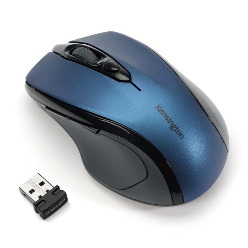 KENSINGTON KENSINGTON PRO FIT OPTICAL WIRELESS MOUSE, SCROLL WHEEL - MID SIZE BLUE 72421