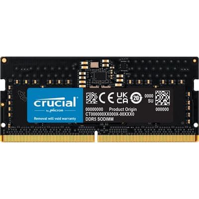 CRUCIAL CRUCIAL 8GB DDR5 NOTEBOOK MEMORY, PC5-38400, 4800MHz, UNRANKED, LIFE WTY - SODIMM CT8G48C40S5