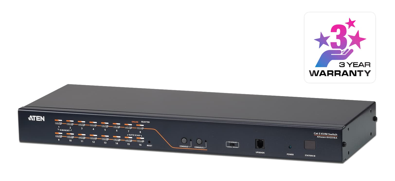 ATEN ATEN 2-CONSOLE HIGH DENSITY CAT 5 KVM 16 PORT WITH DAISY-CHAIN PORT KH2516A-AX-U