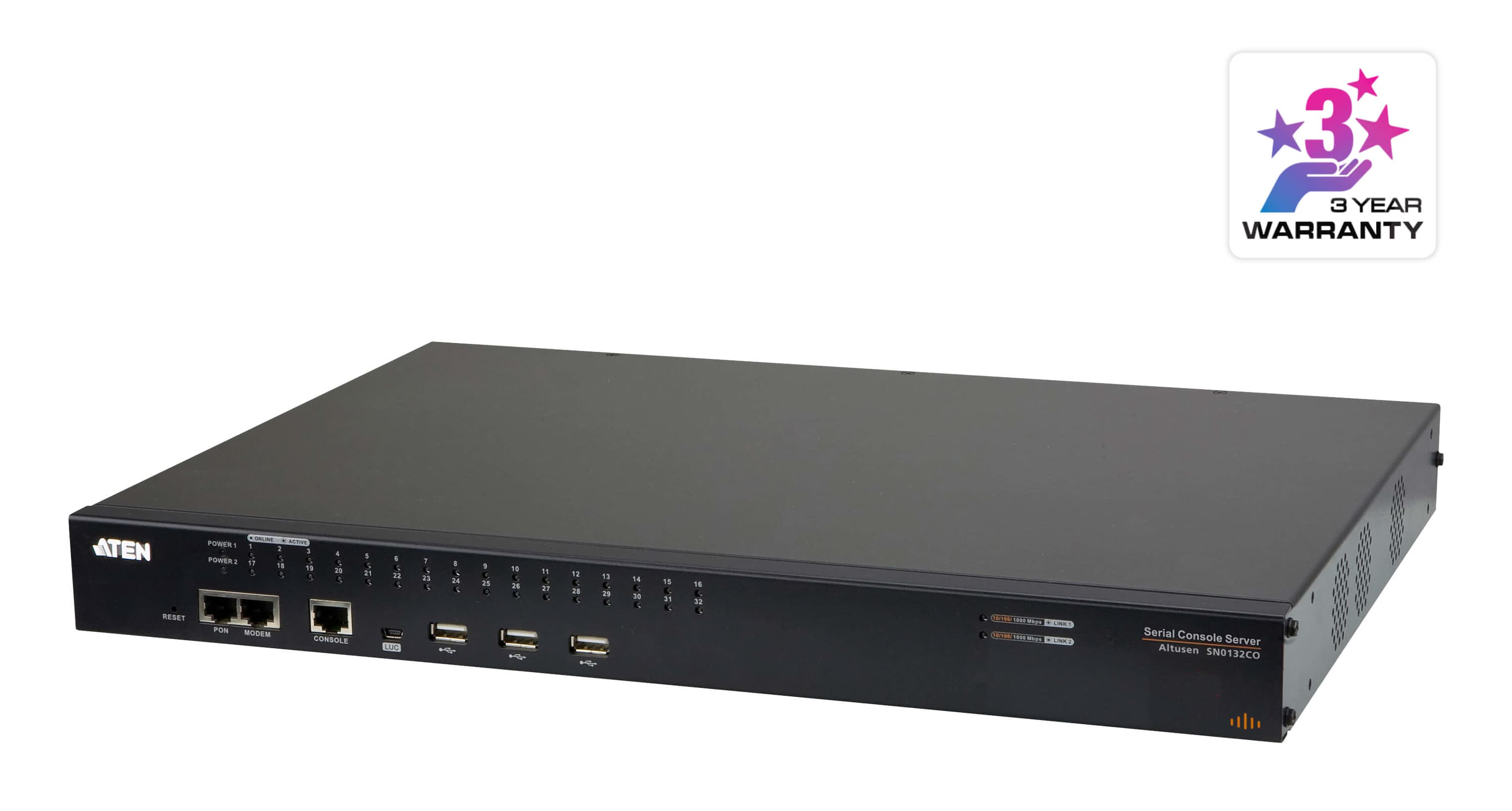 ATEN ATEN 32 PORT SERIAL CONSOLE SERVER OVER IP WITH DUAL AC POWER SN0132CO-AXA-U