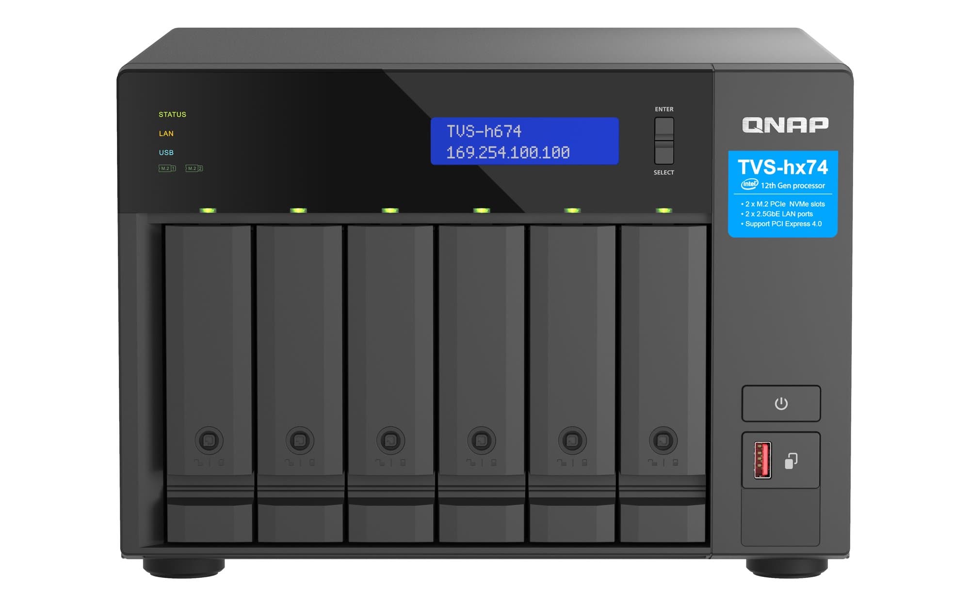 QNAP QNAP 6-BAY NAS (NO DISK) INTEL I5-12400 6-CORE 32GB 2.5GbE(2) TBOLT (2) 3YR WTY TVS-H674T-I5-32G