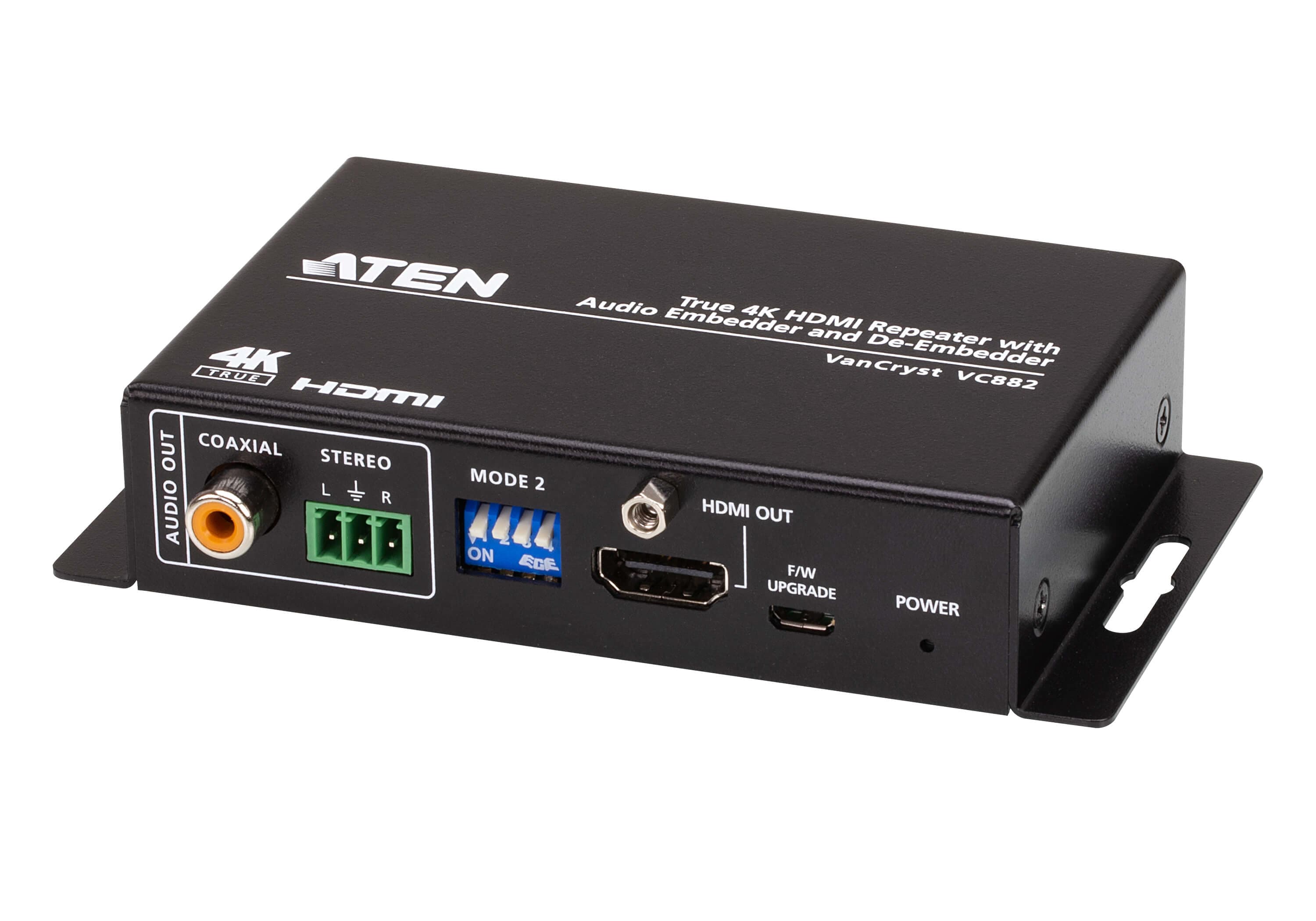 ATEN ATEN TRUE 4K HDMI REPEATER WITH AUDIO EMBEDDER AND DE-EMBEDDER VC882-AT-U
