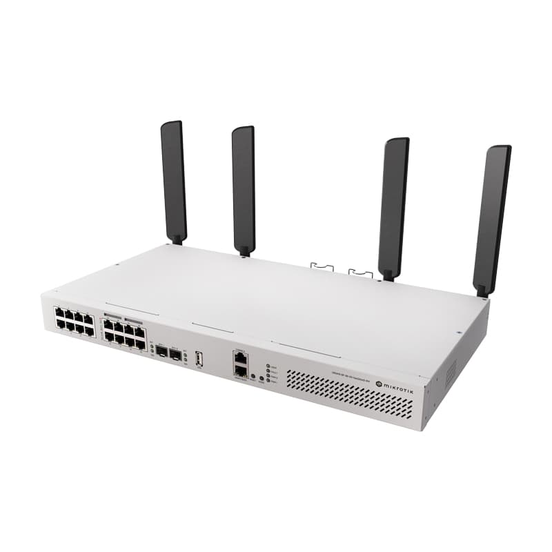 MikroTik MikroTik CRS418-8P-8G-2S+5axQ2axQ-RM 16-Port Gigabit Switch with 8 PoE Out, 10G SFP+ Ports and 4x4 MIMO WiFi 6 CRS418-8P-8G-2S+5axQ2axQ-RM