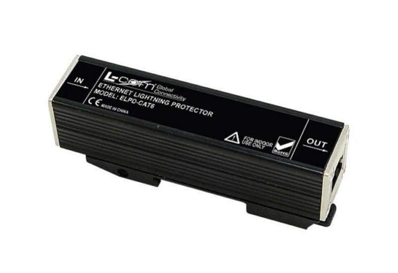 L-com DIN Mount In-Line Cat6 Ethernet Lightning Protector LP-25