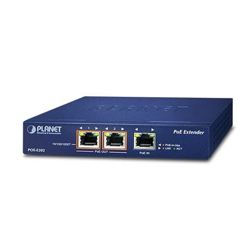 Planet Planet POE-E202 1-Port 802.3at PoE+ to 2-Port 802.3af/at Gigabit PoE Extender AA025