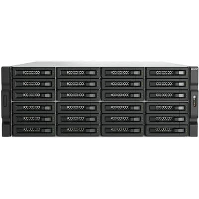 QNAP 24-bay 4U rackmount PCIe interface SATA JBOD expansion enclosure, 2.5/3.5" SATA 6Gbps drives, 2 ports (SFF-8644 1x2), depth 24.81-inch / 630.2mm, redundant PSU, without rail kit. support TS-h3087XU-RP, TS-h2287XU-RP, TS-h1887XU-RP, TS-h987XU-RP, TDS- TL-R2400PES-RP