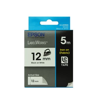 EPSON EPSON Tape Iron on 12mm Black on White 5 metre 2558455