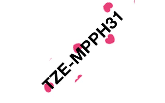BROTHER BROTHER TZEMPPH31 12MM BLACK ON PINK HEARTS TAPE 3444314