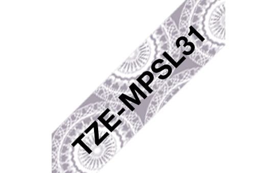 BROTHER BROTHER TZEMPSL31 12MM BLACK ON SILVER LACE TAPE 3444375