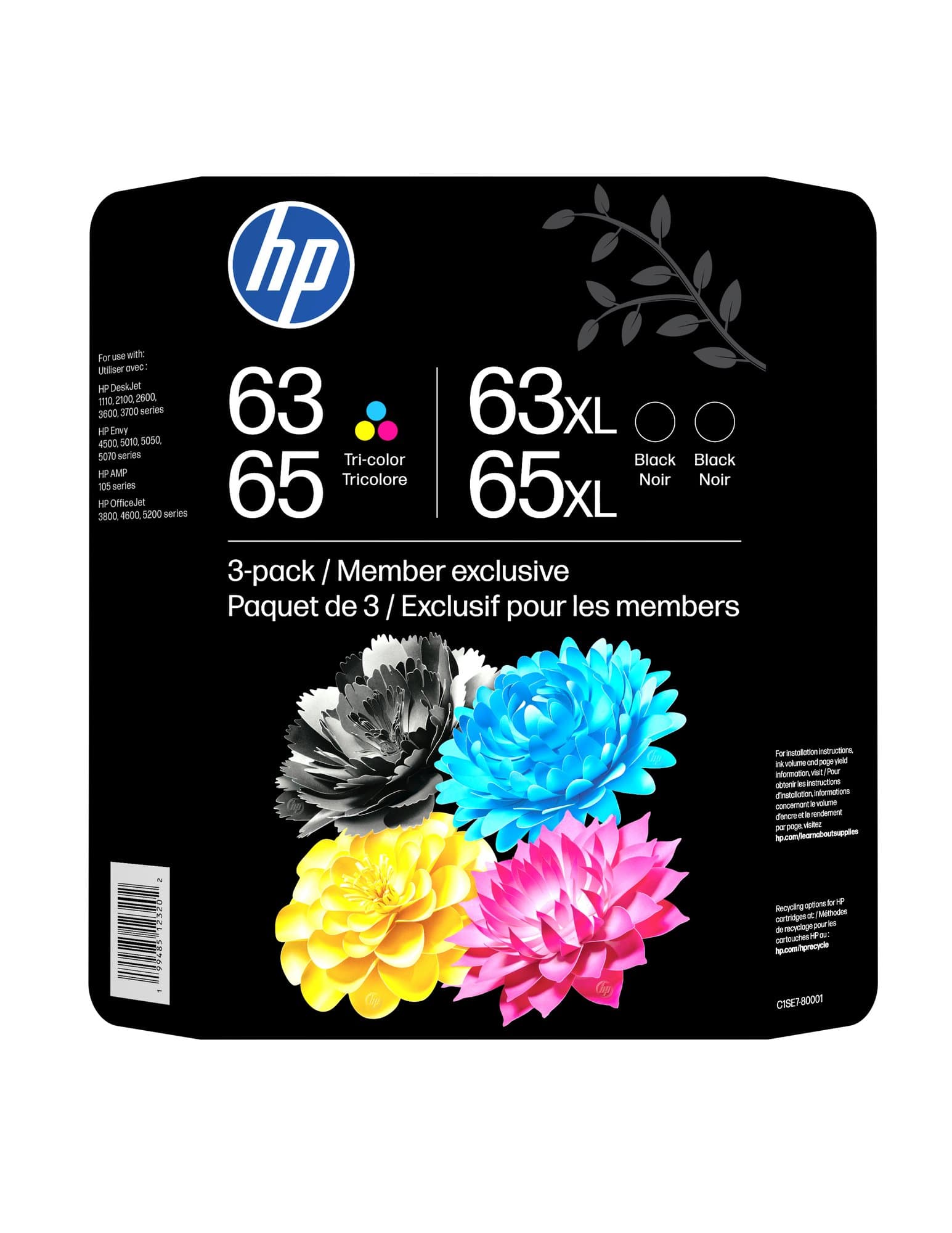HP HP 63/65 Color/Blk Ink Cart Combo 3-Pack 6790390