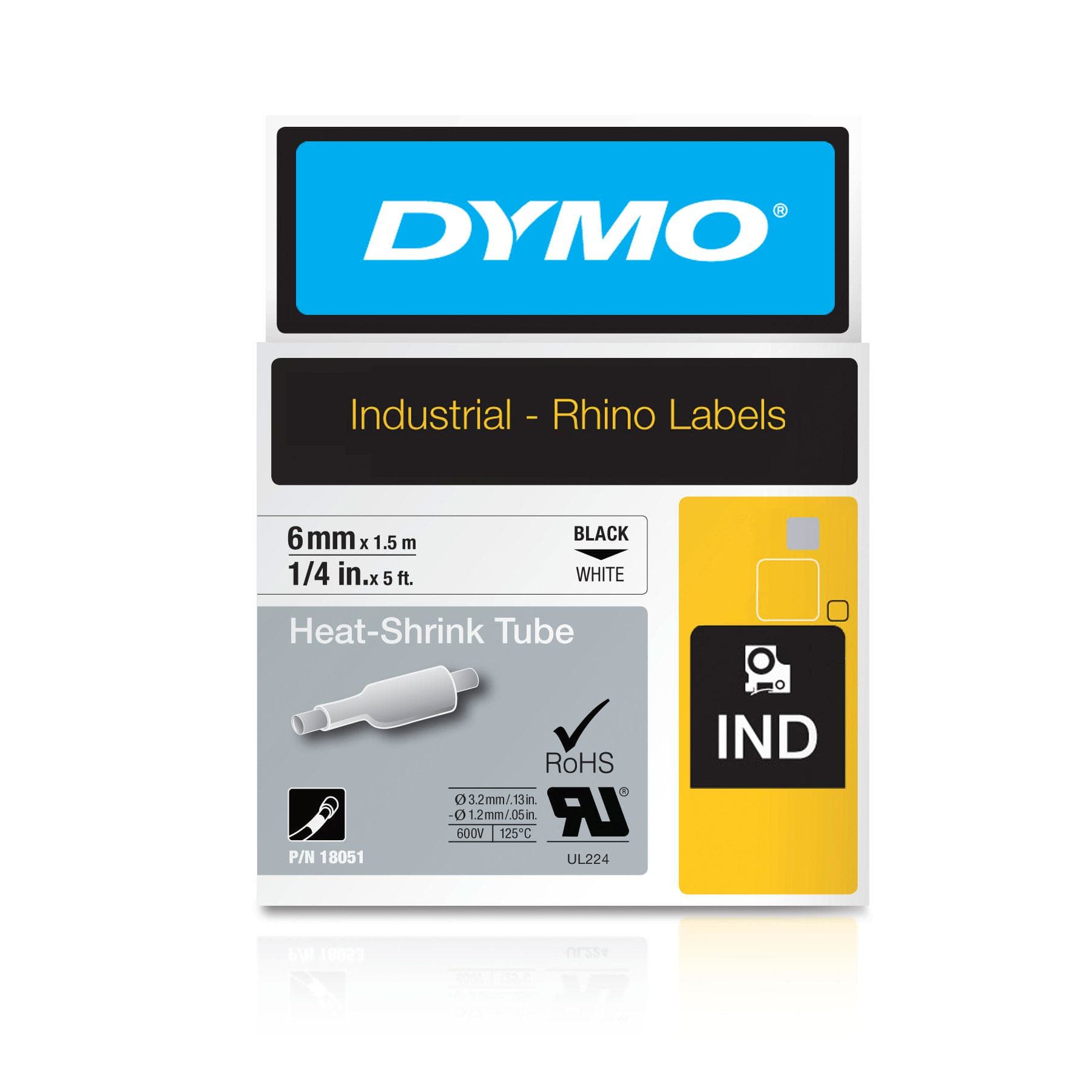 Dymo DYMO Genuine Rhino Industrial Labels- Heat Shrink Tube 6mm Black 18051