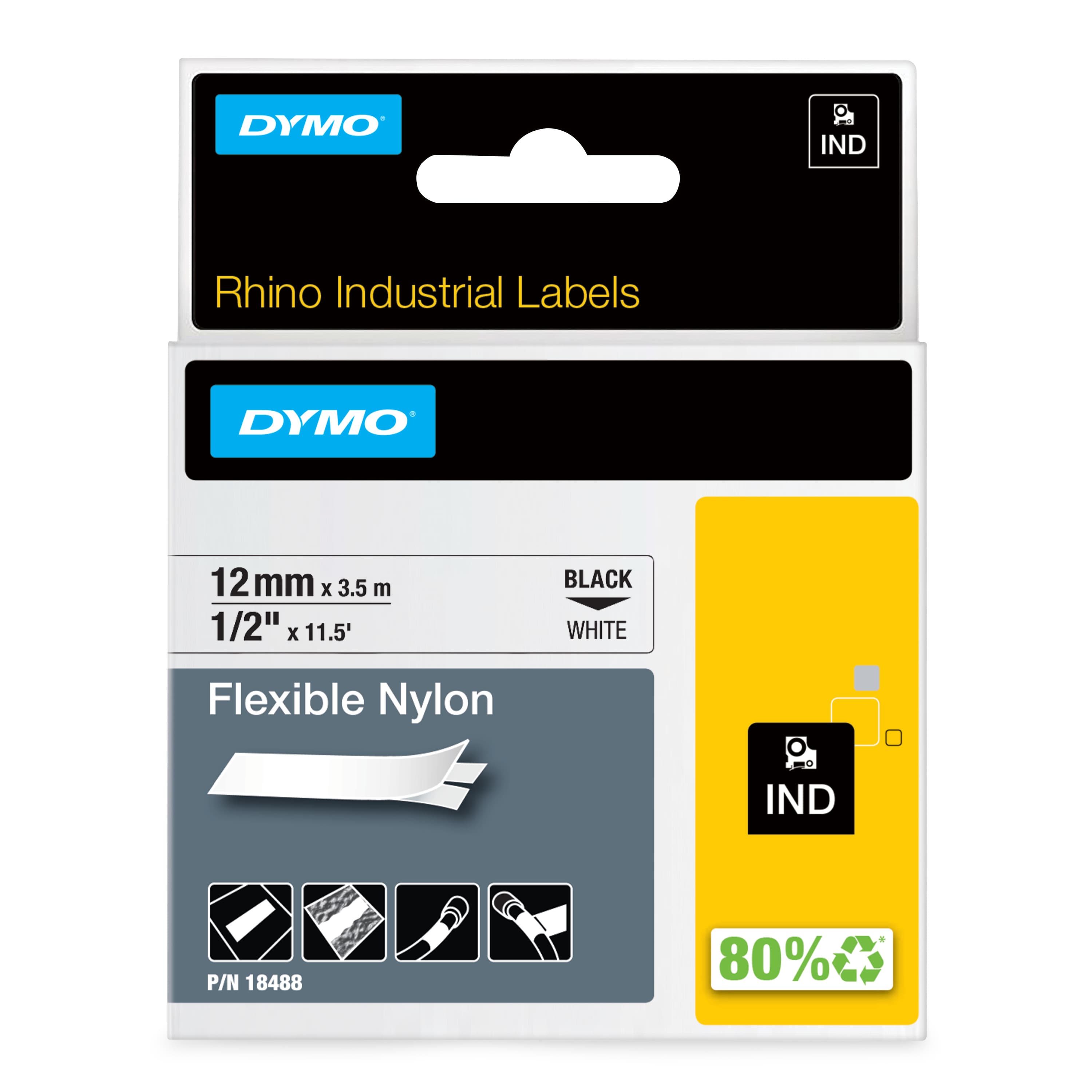Dymo DYMO Genuine Rhino Industrial Flexible Nylon Labels. 12mm x 3.5m. 18488