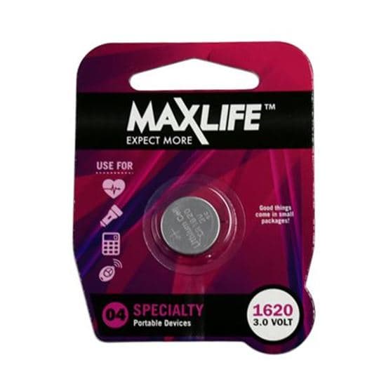 Maxlife MAXLIFE CR1620 Lithium Button Cell Battery. 1Pk. BAT1620
