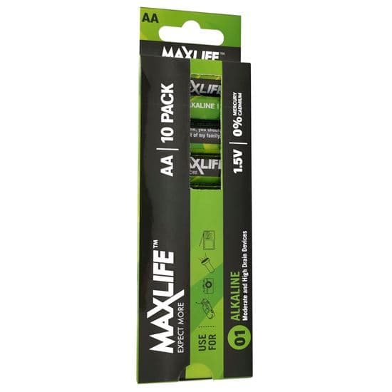maxlife MAXLIFE AA  Alkaline Battery 10 Pack Long Lasting Alkaline Formula. BATAA-A10