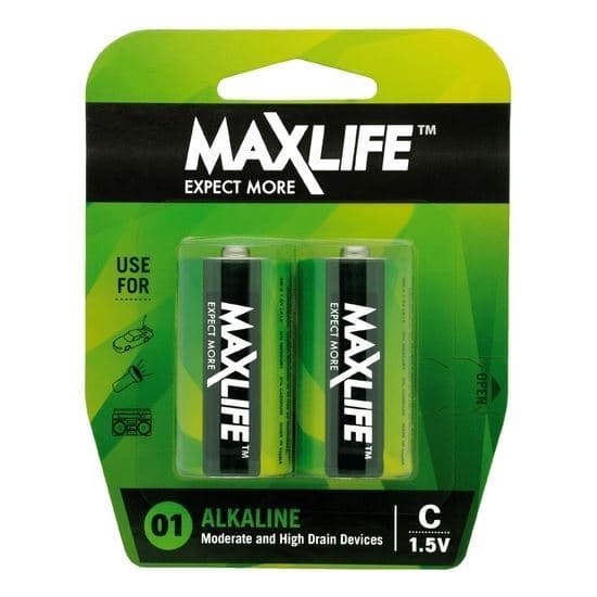 Maxlife MAXLIFE C Alkaline Battery 2 Pack Long Lasting Alkaline Formula. BATC-A2