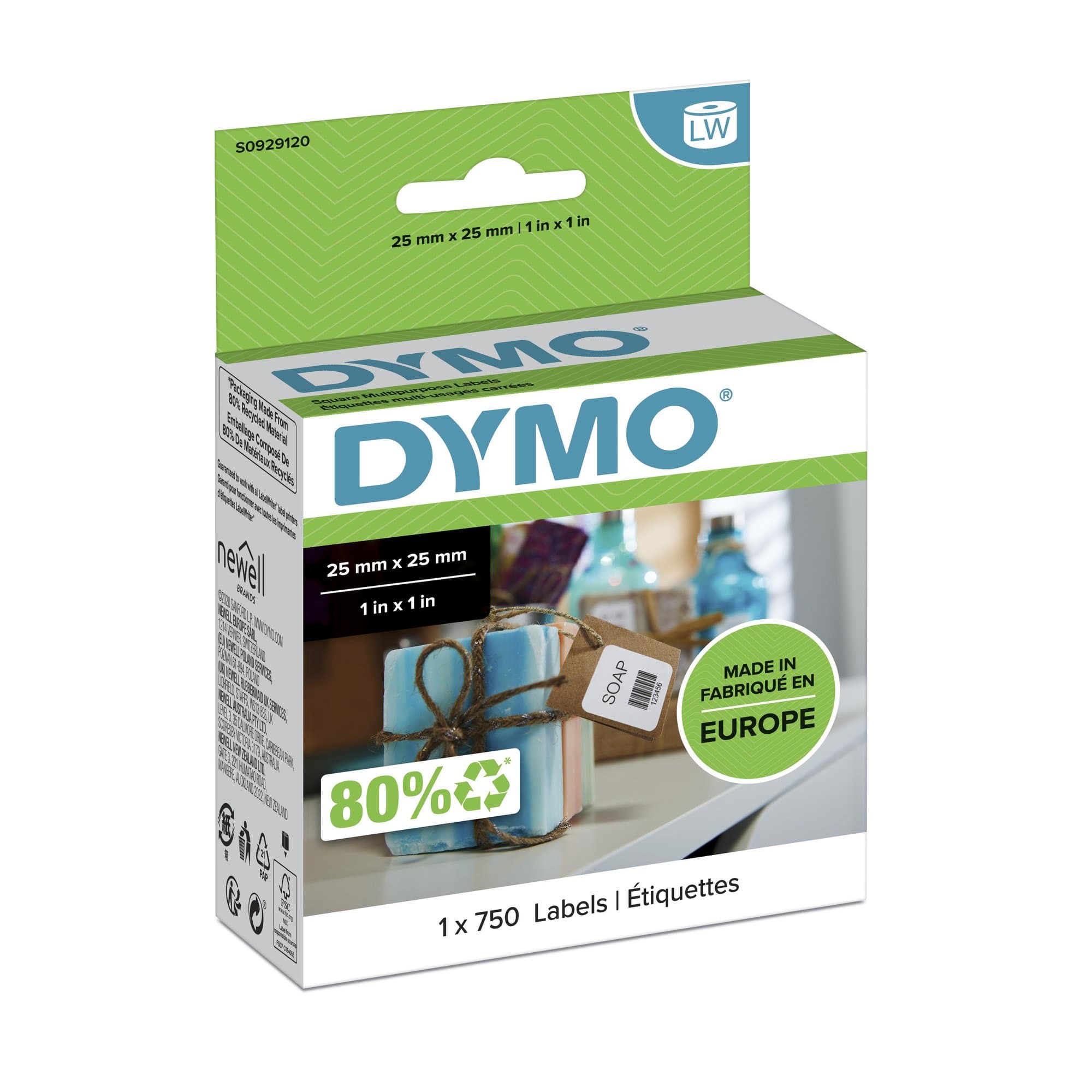 Dymo DYMO Genuine LabelWriter Multi Purpose labels,  25mm x 25mm, S0929120