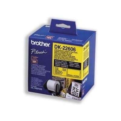 Brother Brother DK22606 Continuous Paper Tpe (Blk Pnt on Yellow) 62mm x 15.24m DK22606