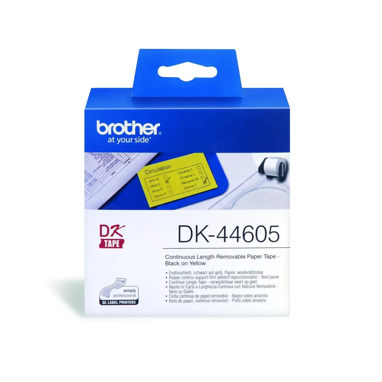 Brother Brother DK44605 Yellow Continuous Removable Paper Tape 54mm x 30.48m DK44605