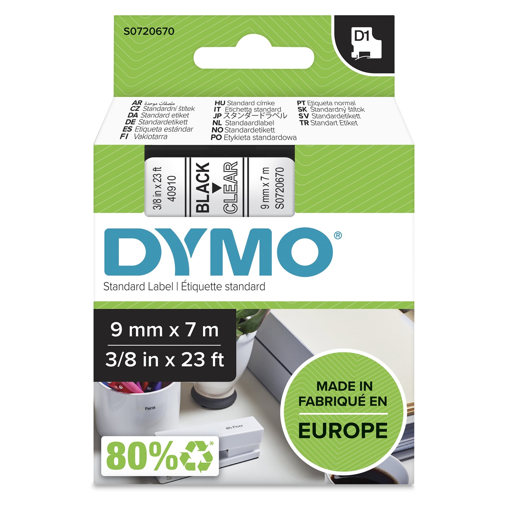 Dymo Dymo Blk on Clr 9mm x7m Tape DYS0720670