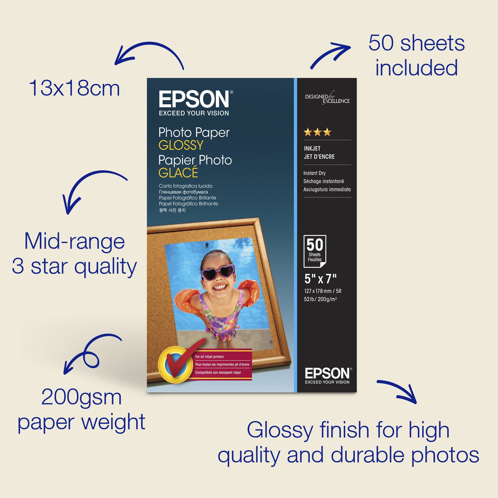 Epson Epson 42545 Glossy P/Paper 5x7 E42545