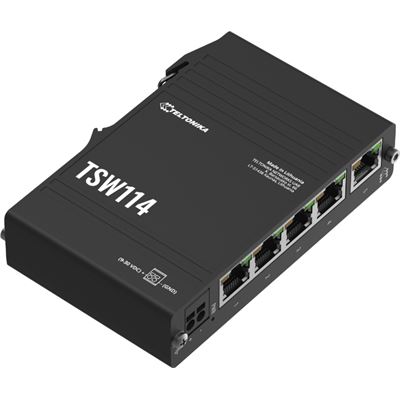 Teltonika TSW114 DIN Rail 5 Port GbE Switch with Rugged Anodized Case — Teltonika
