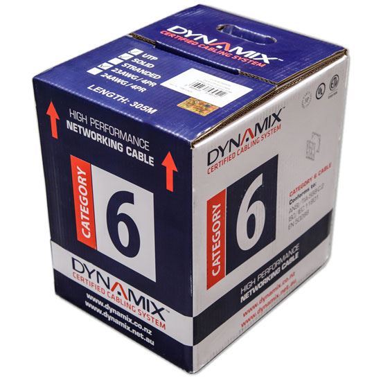 DYNAMIX 305m Cat6 Grey UTP SOLID Cable Roll, 250MHz, 23AWGx4P, PVC — Dynamix