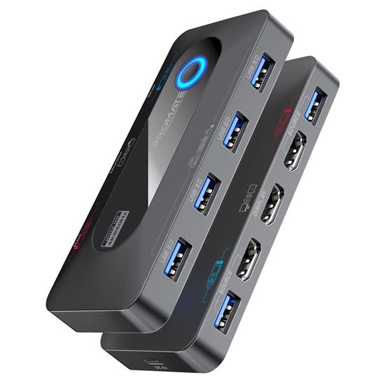 PROMATE KVM Switch with 4x USB-A 3.0 5Gbps Outputs & 4x HDMI UHD — Promate