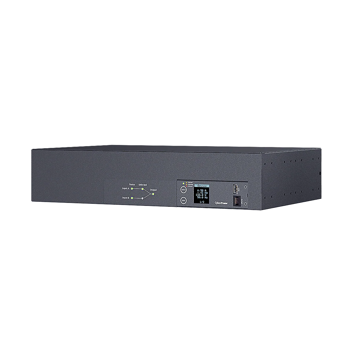 Metered Automatic Transfer Switch 2RU 32Amp IEC309-32A input - 16x IEC C13 & 2x IEC C19 output — CyberPower Systems