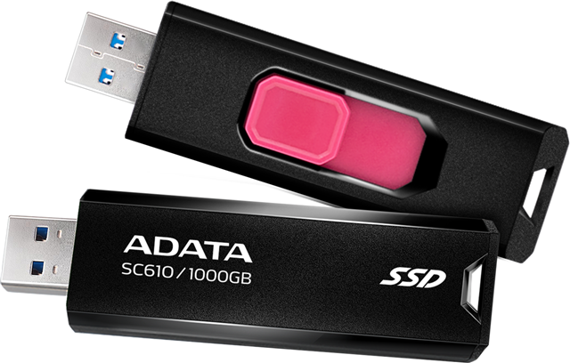 ADATA SC610 Retractable USB3.2 Gen 2 1TB External SSD 5yr wty — Adata