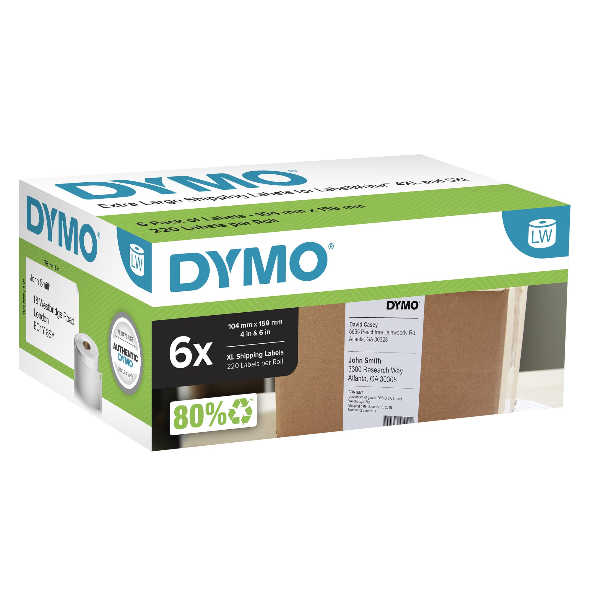 DY LW Shp Lbl 104x159mm Pk6 — Dymo
