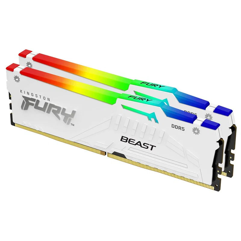 Kingston 64GB 6000MT/S DDR5 CL36 Dimm (Kit of 2) Fury Beast White RGB Expo — Kingston